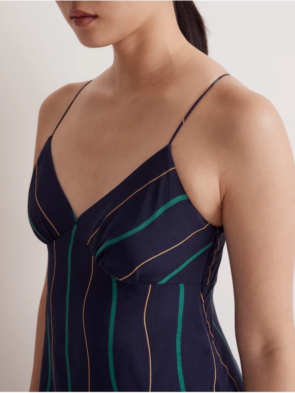 Madewell Layton Midi Slip Dress- Navy Vertical-Stripe - Picture 5 of 6